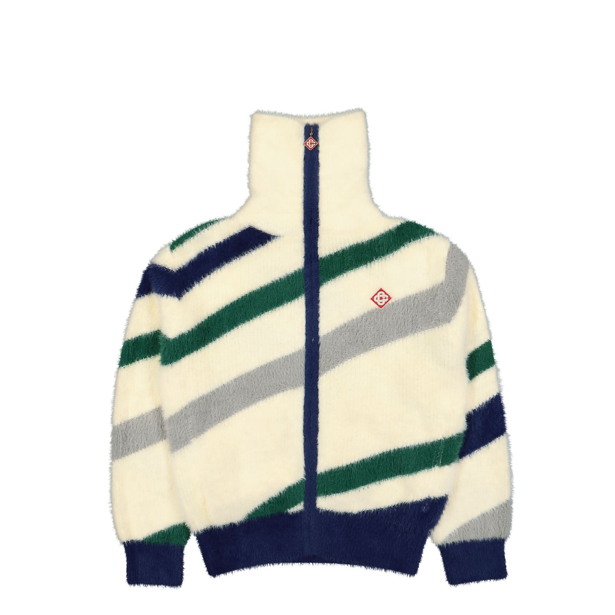 Furry Striped Zip Up Jumper - Image 2