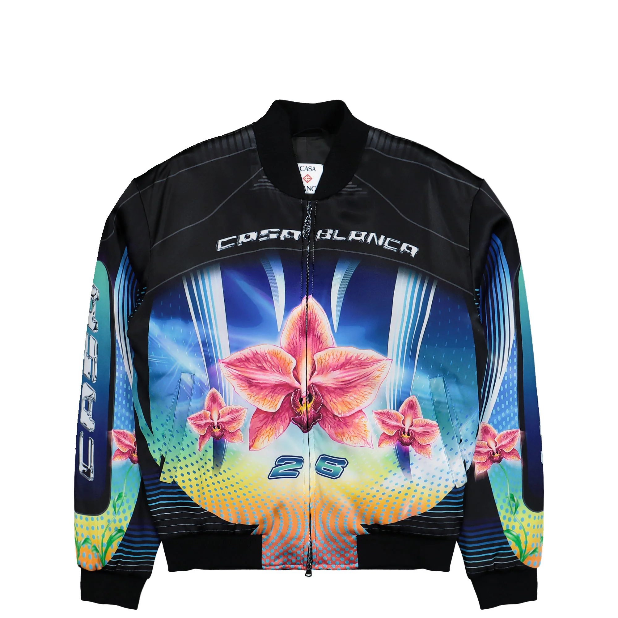 Orchid Racer Printed Bomber Jacket