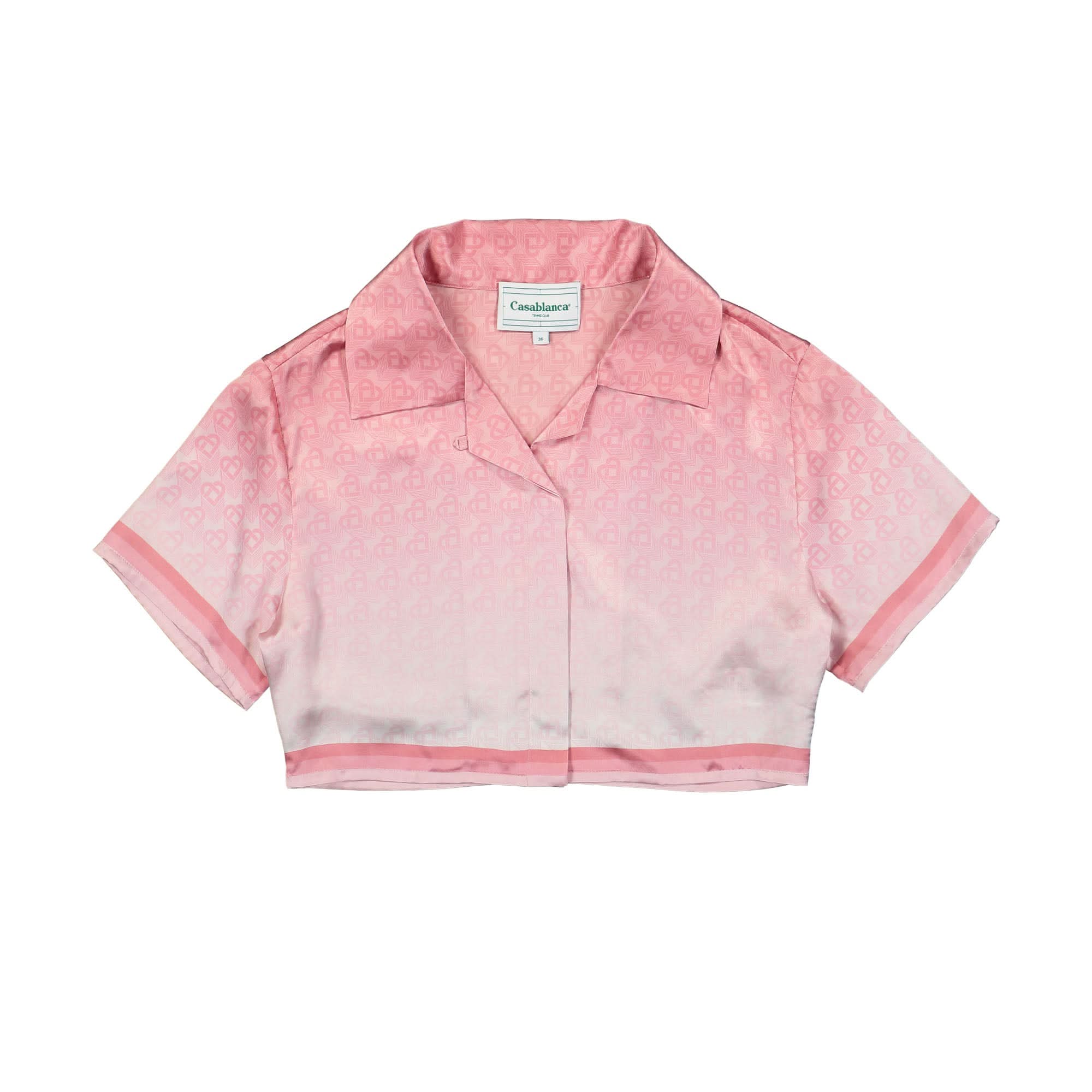 Cuban Collar Cropped Silk Short Sleeve Shirt