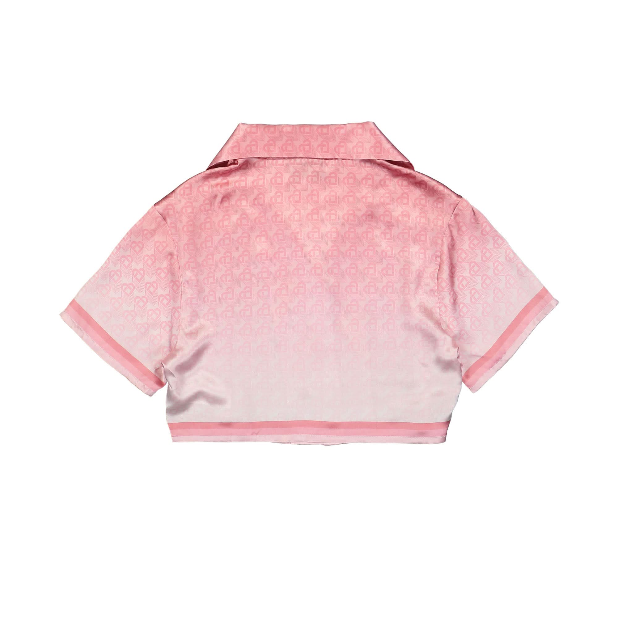 Cuban Collar Cropped Silk Short Sleeve Shirt - Image 2