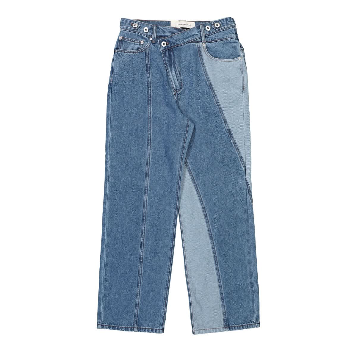 Denim Trousers With Irregular Waistband