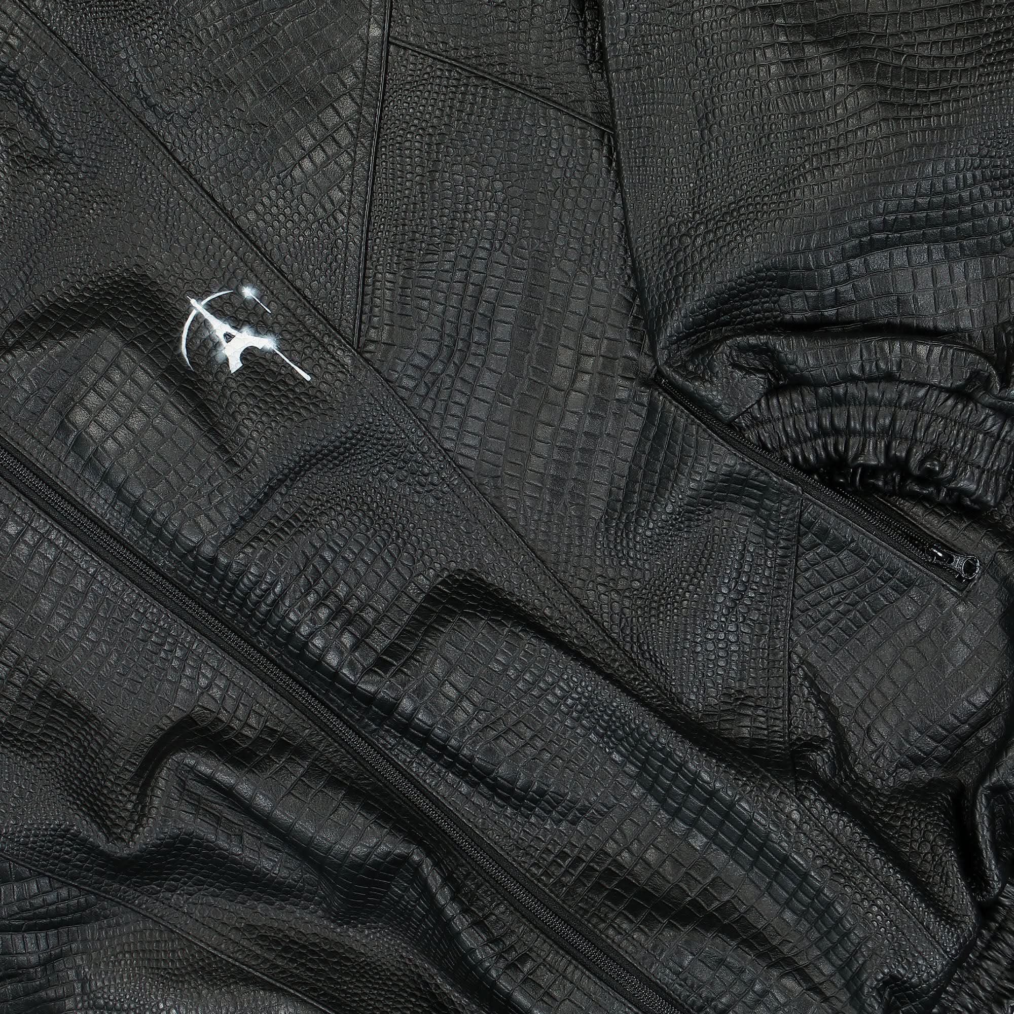 Embossed Leather Track Jacket - Image 4