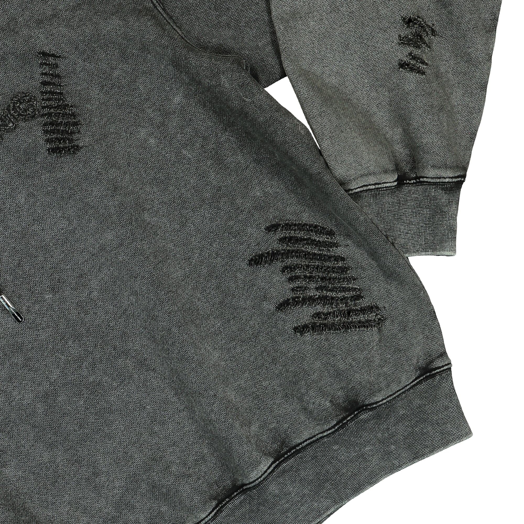 Grey Ripped Jersy Hoodie - Image 4