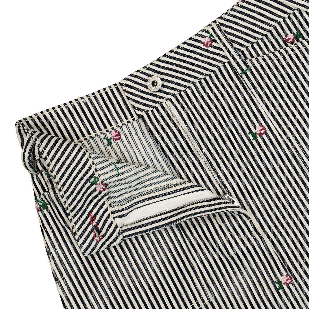 Floral Embroidered Stripe Print Skirt - Image 4