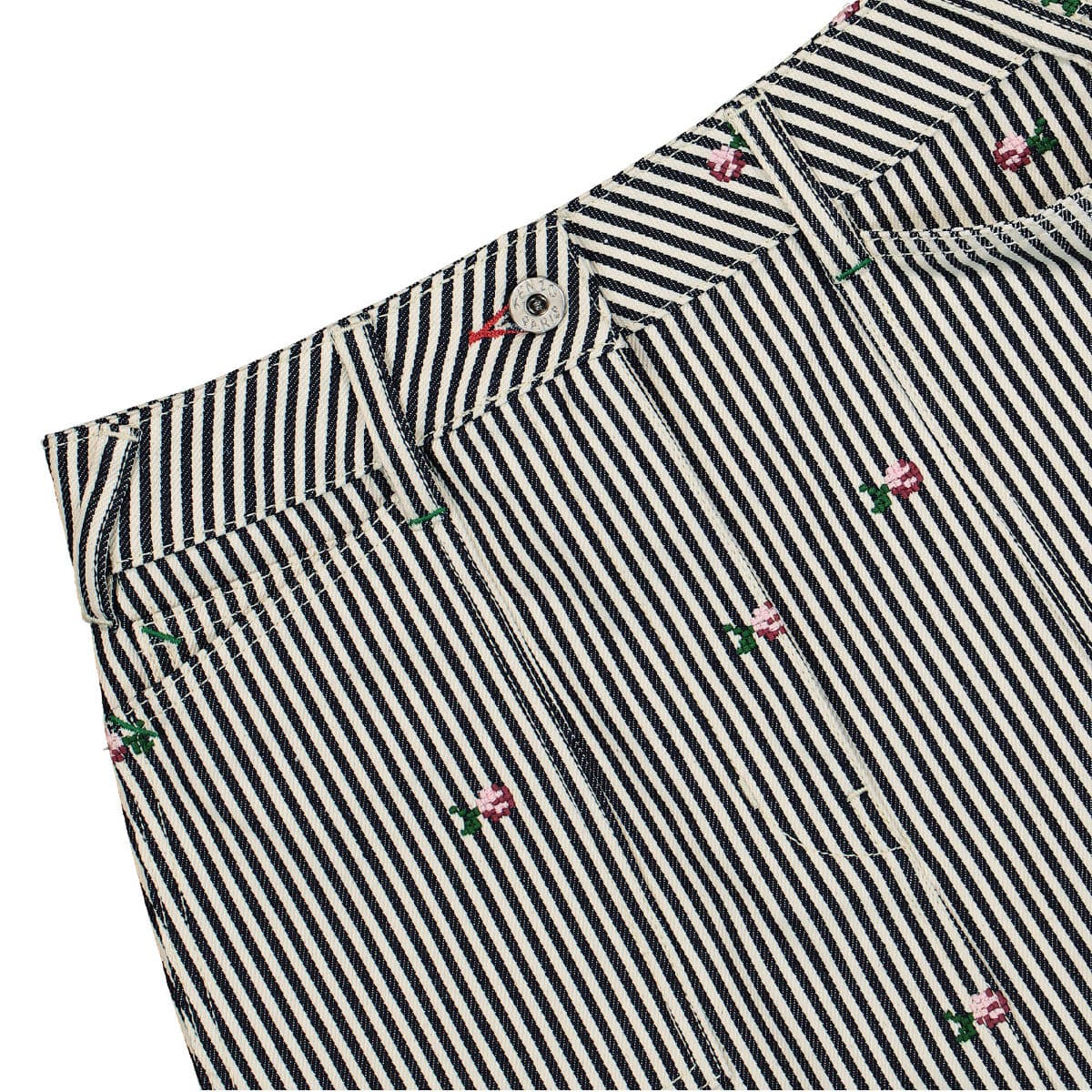 Floral Embroidered Stripe Print Skirt - Image 5