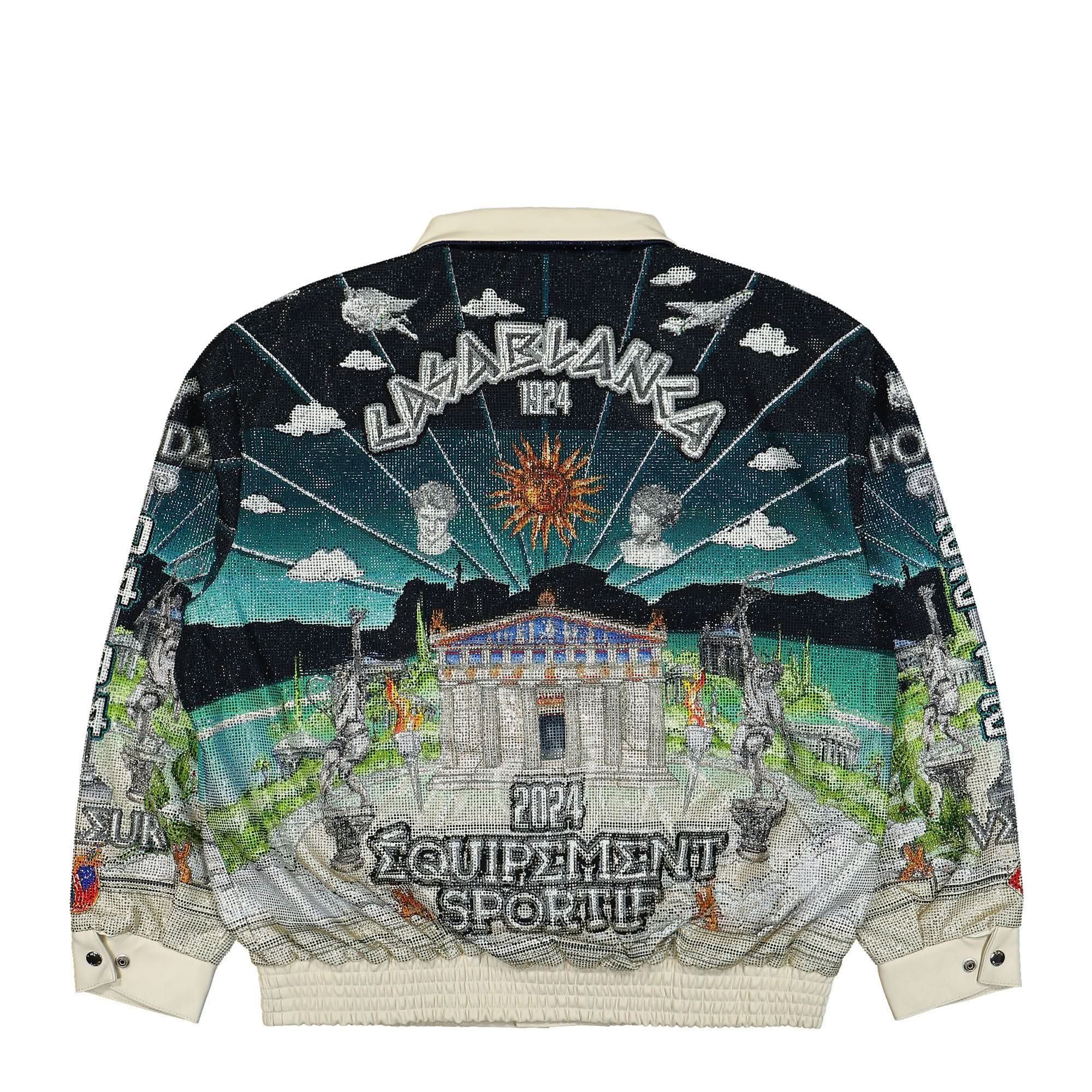 Leather Crystal Bomber Jacket - Image 2