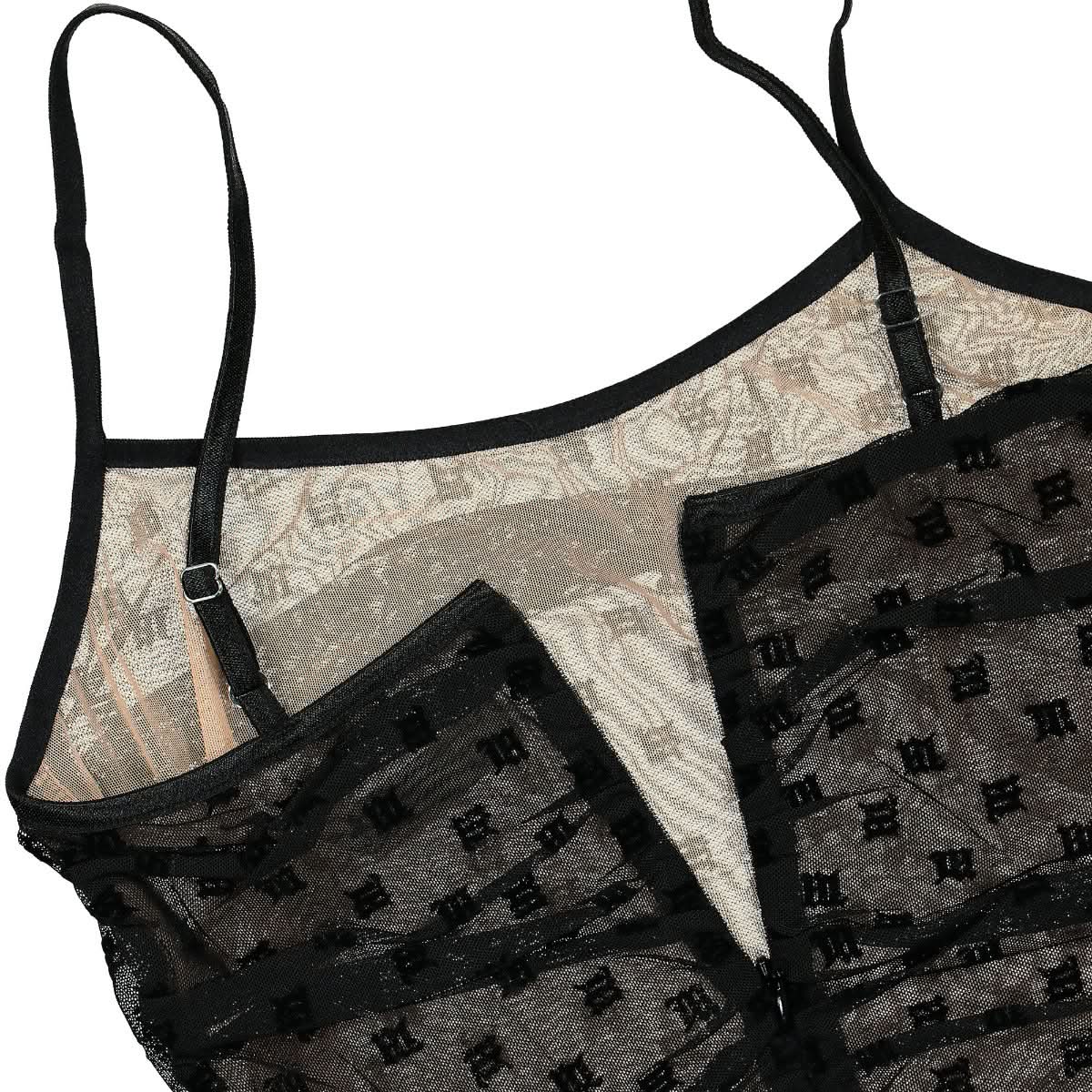 Mesh Monogram Draped Top - Image 3