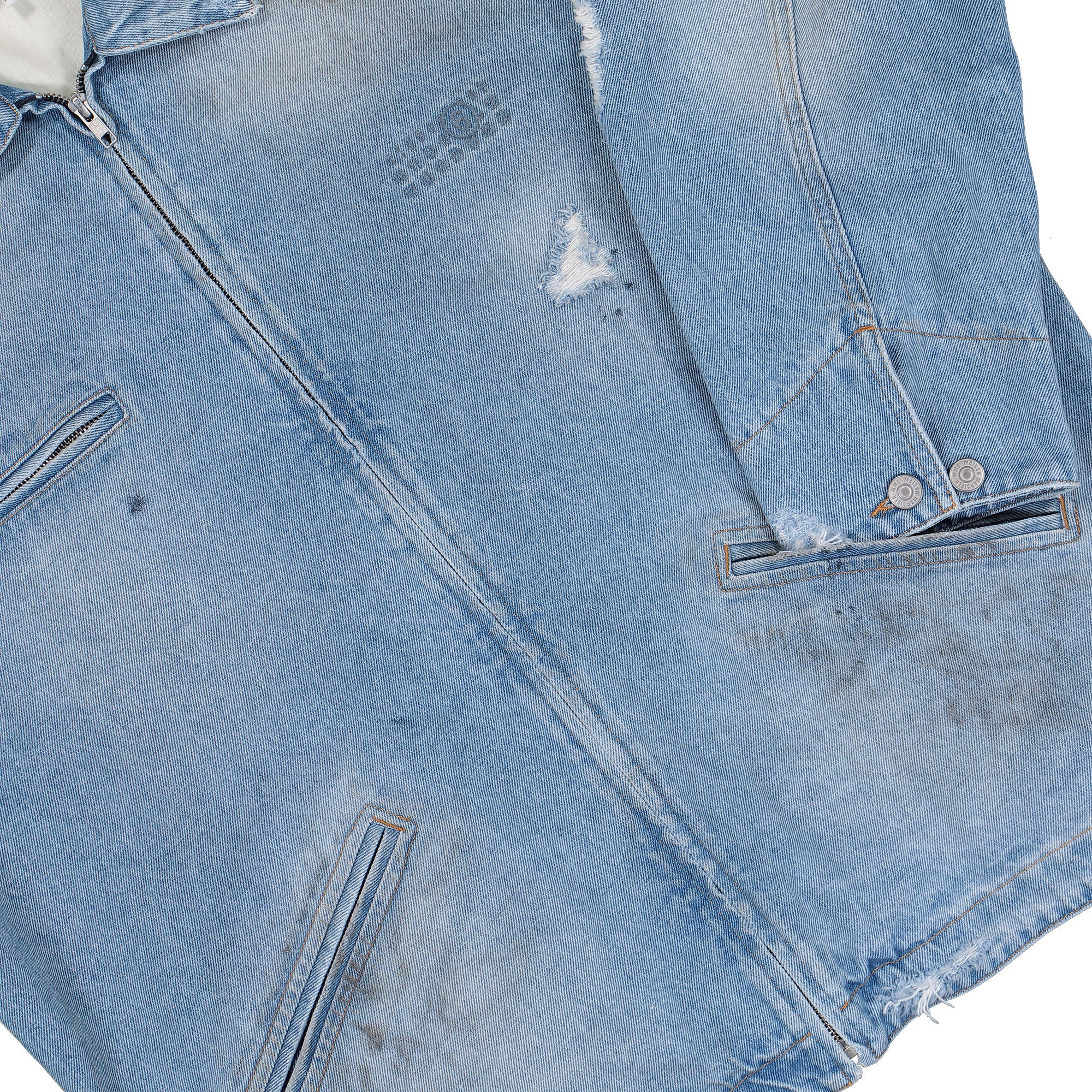 Denim Distressed Zip-Up Jacket - Image 4