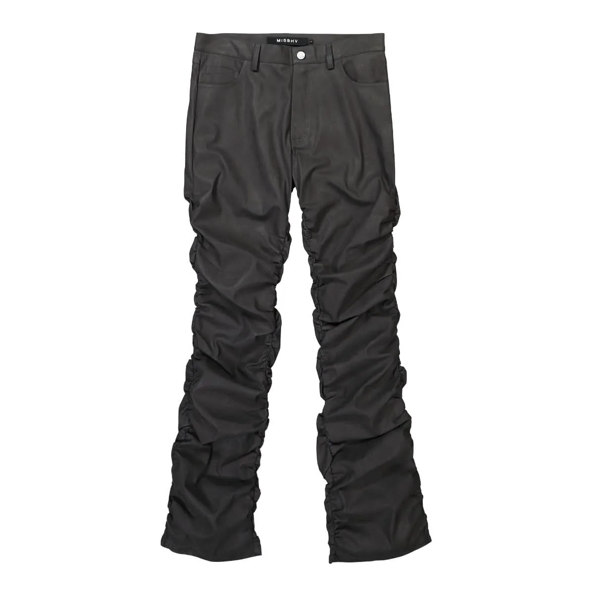 Vegan Leather Ruched Trousers Faded Black