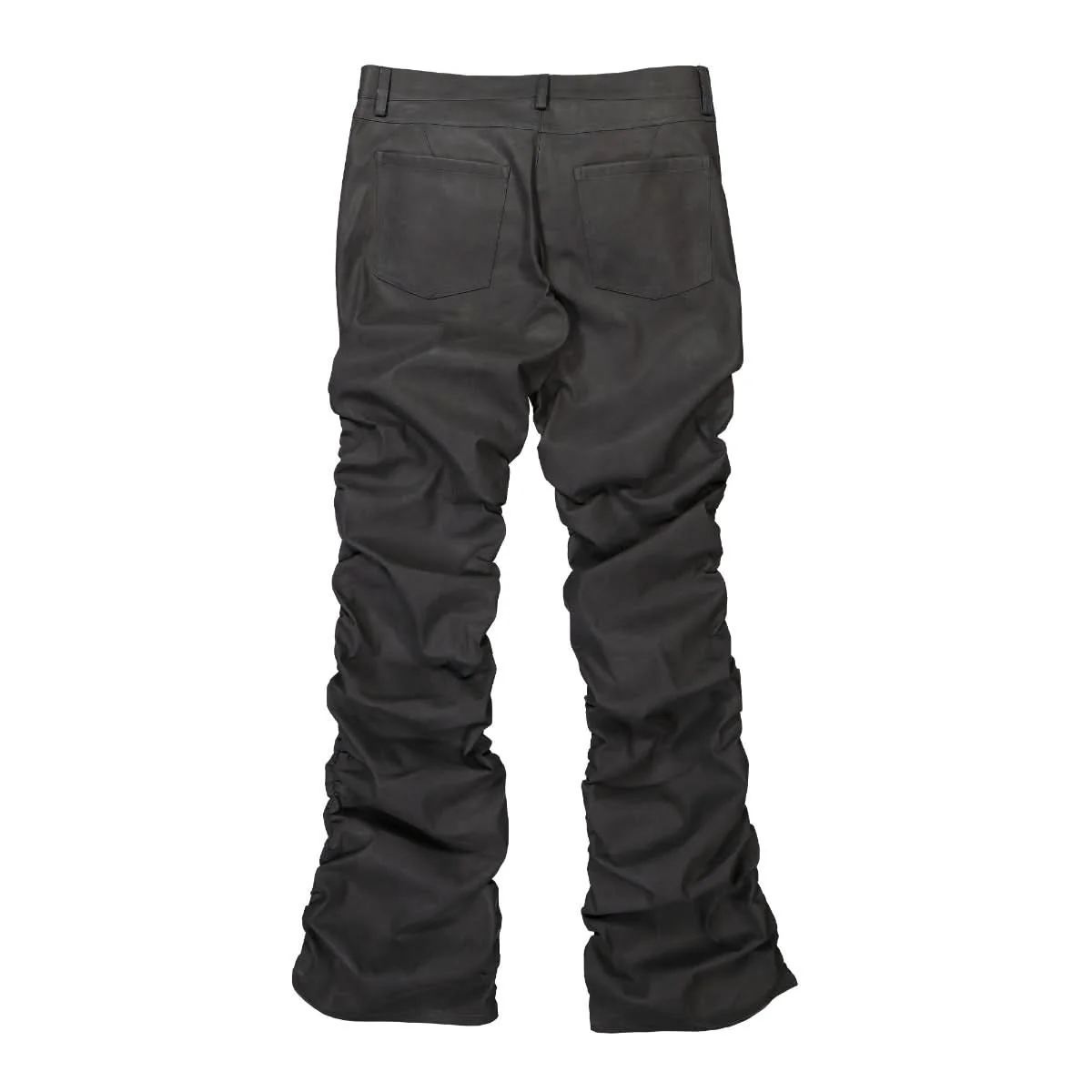 Vegan Leather Ruched Trousers Faded Black - Image 2