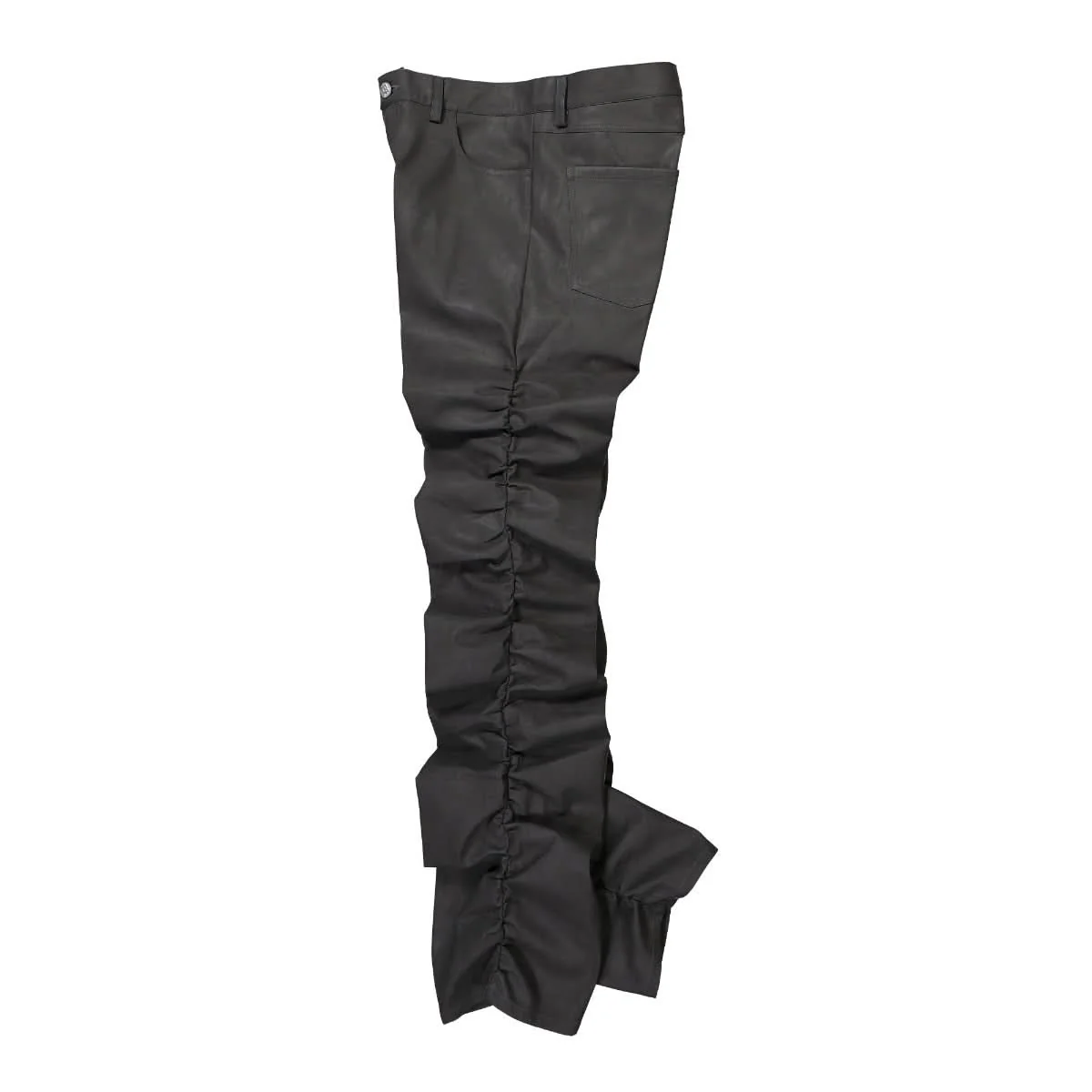 Vegan Leather Ruched Trousers Faded Black - Image 3