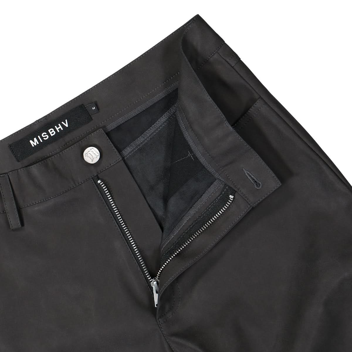 Vegan Leather Ruched Trousers Faded Black - Image 4