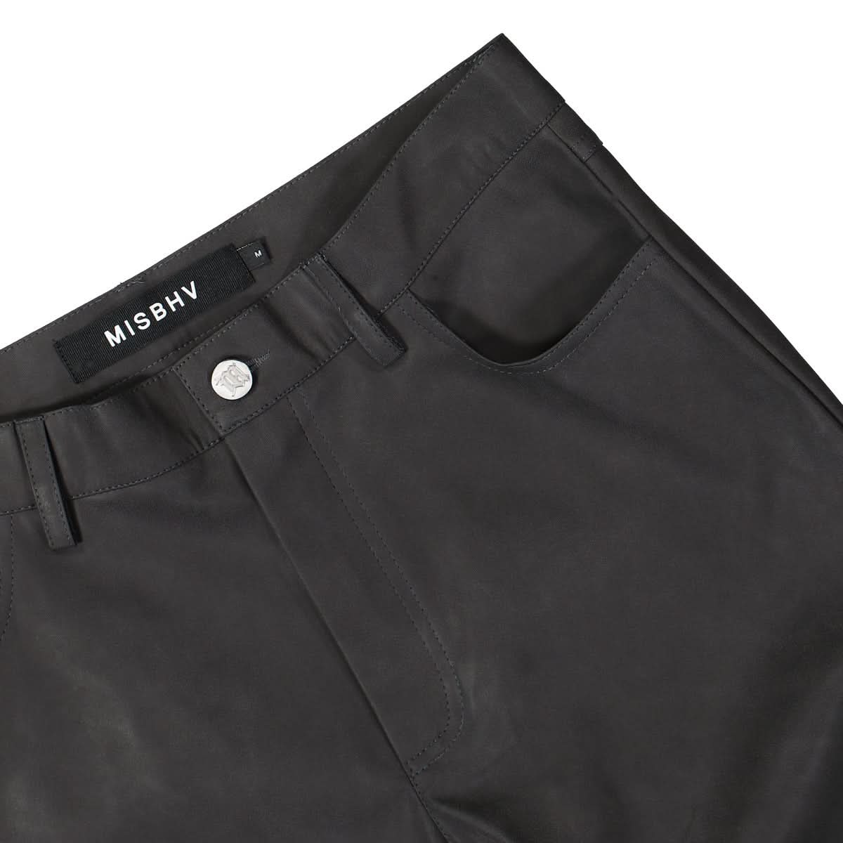 Vegan Leather Ruched Trousers Faded Black - Image 5