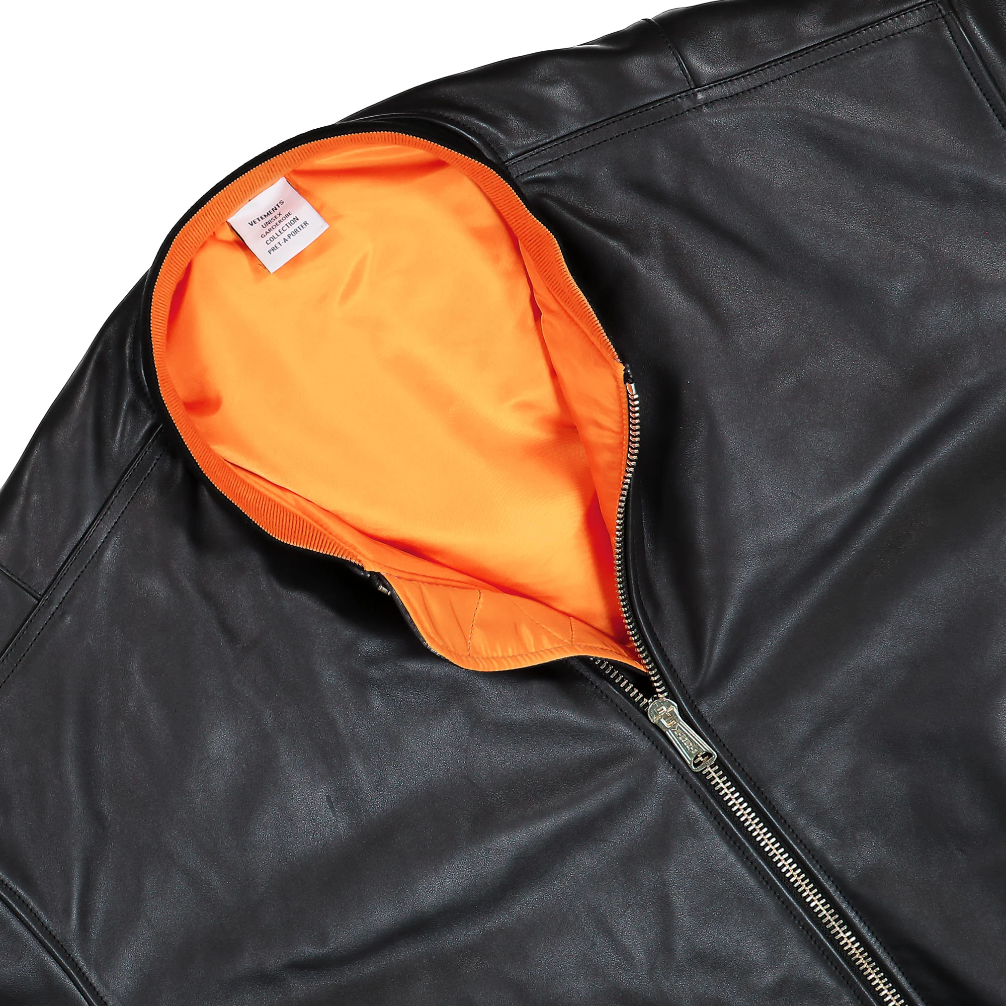 Oversized Leather Bomber Jacket - Image 5
