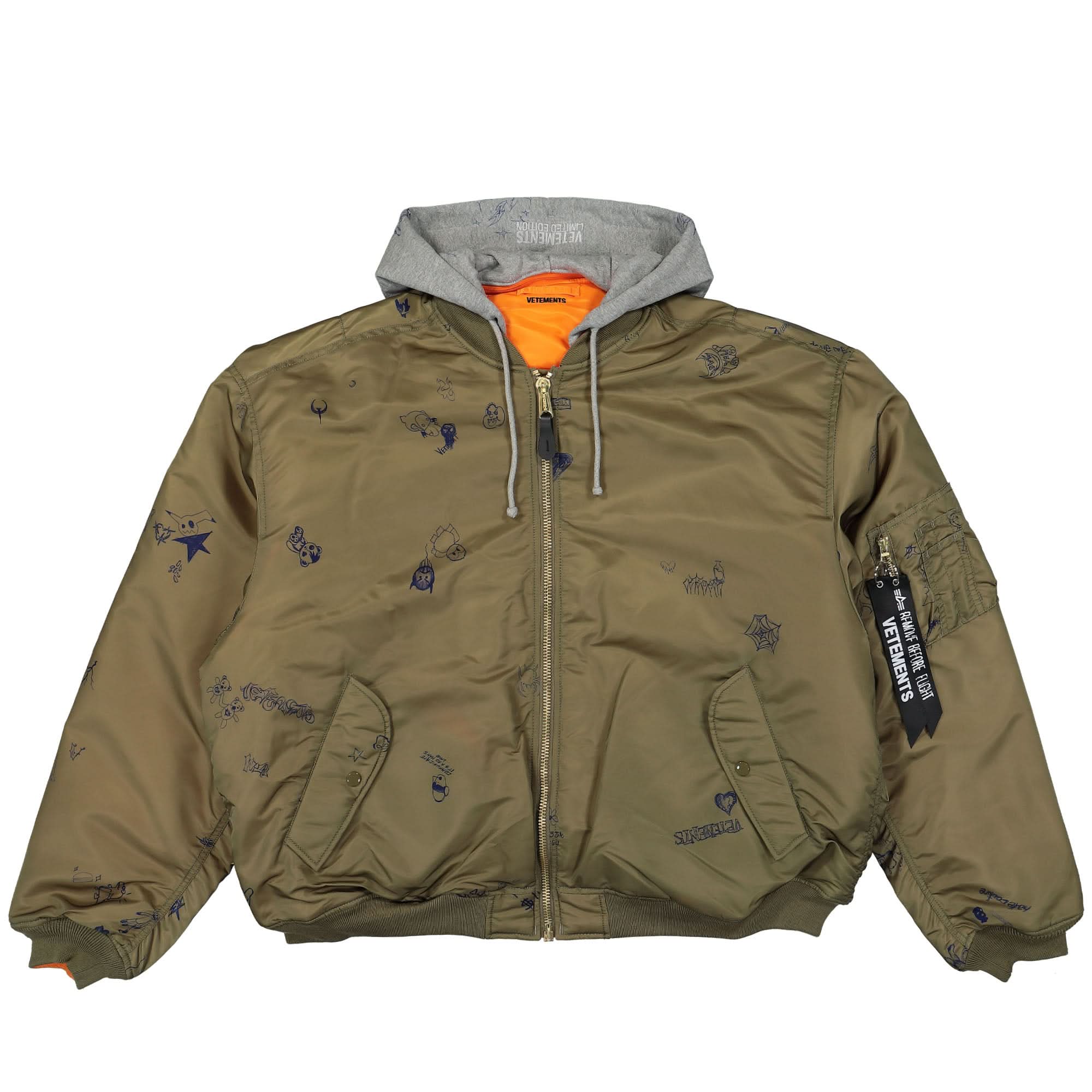 Scribbled Hooded Bomber Jacket