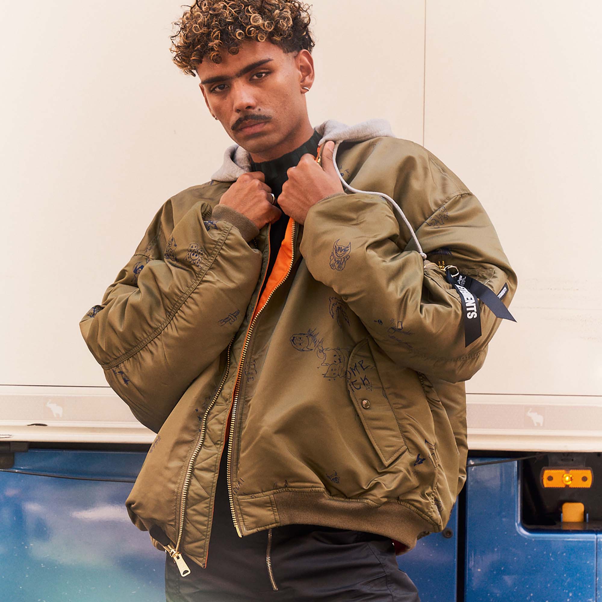 Scribbled Hooded Bomber Jacket - Image 2