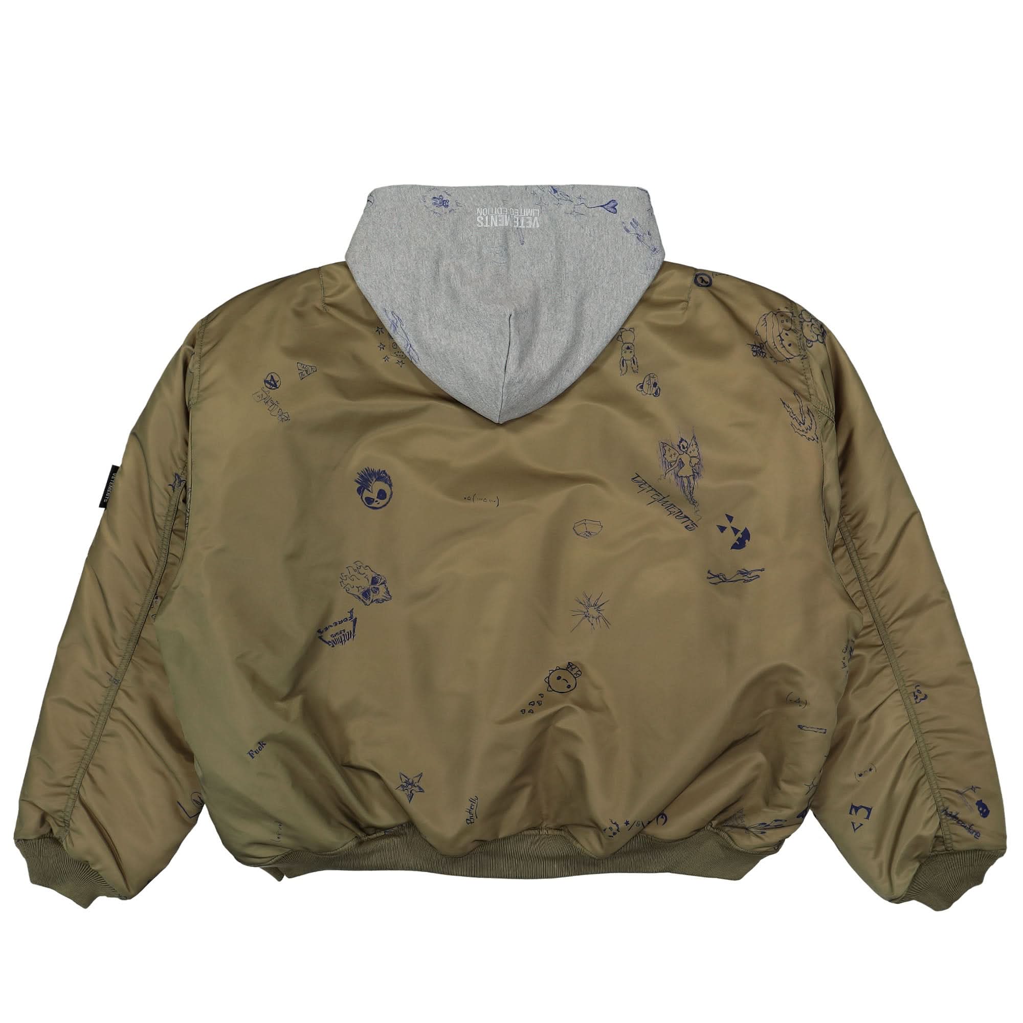 Scribbled Hooded Bomber Jacket - Image 3