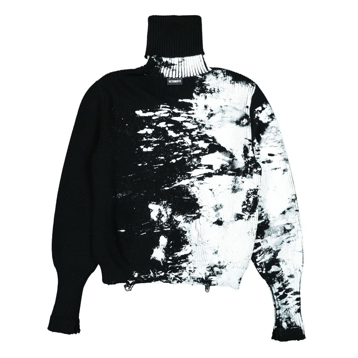 White Paint Destroyed Knitted Turtleneck - Image 2