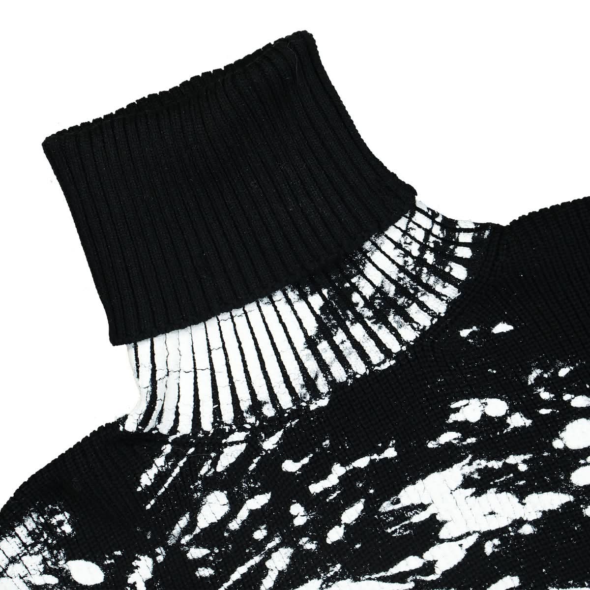 White Paint Destroyed Knitted Turtleneck - Image 3